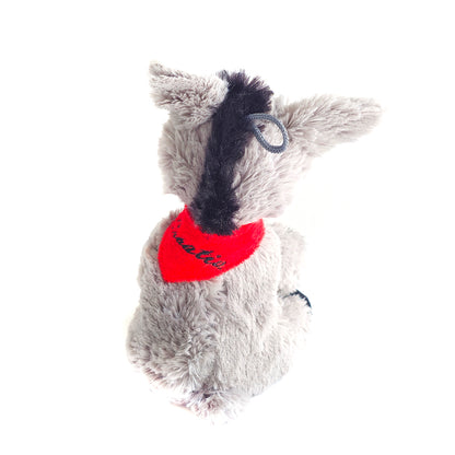 Croatian Plush Donkey - Magarac Plush dog toy with a red bandana on a white background snc shopncro