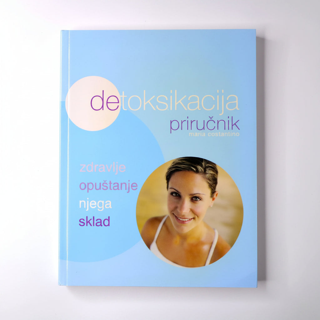 Detoksikacija – Priručnik Book titled 'detoksikacija prirućnik' with a woman's face on the cover against a light blue background