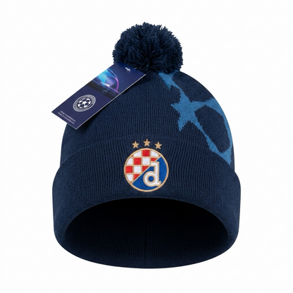 Beanie Dinamo Zagreb UCL Navy blue beanie with pom-pom and logo on a white background