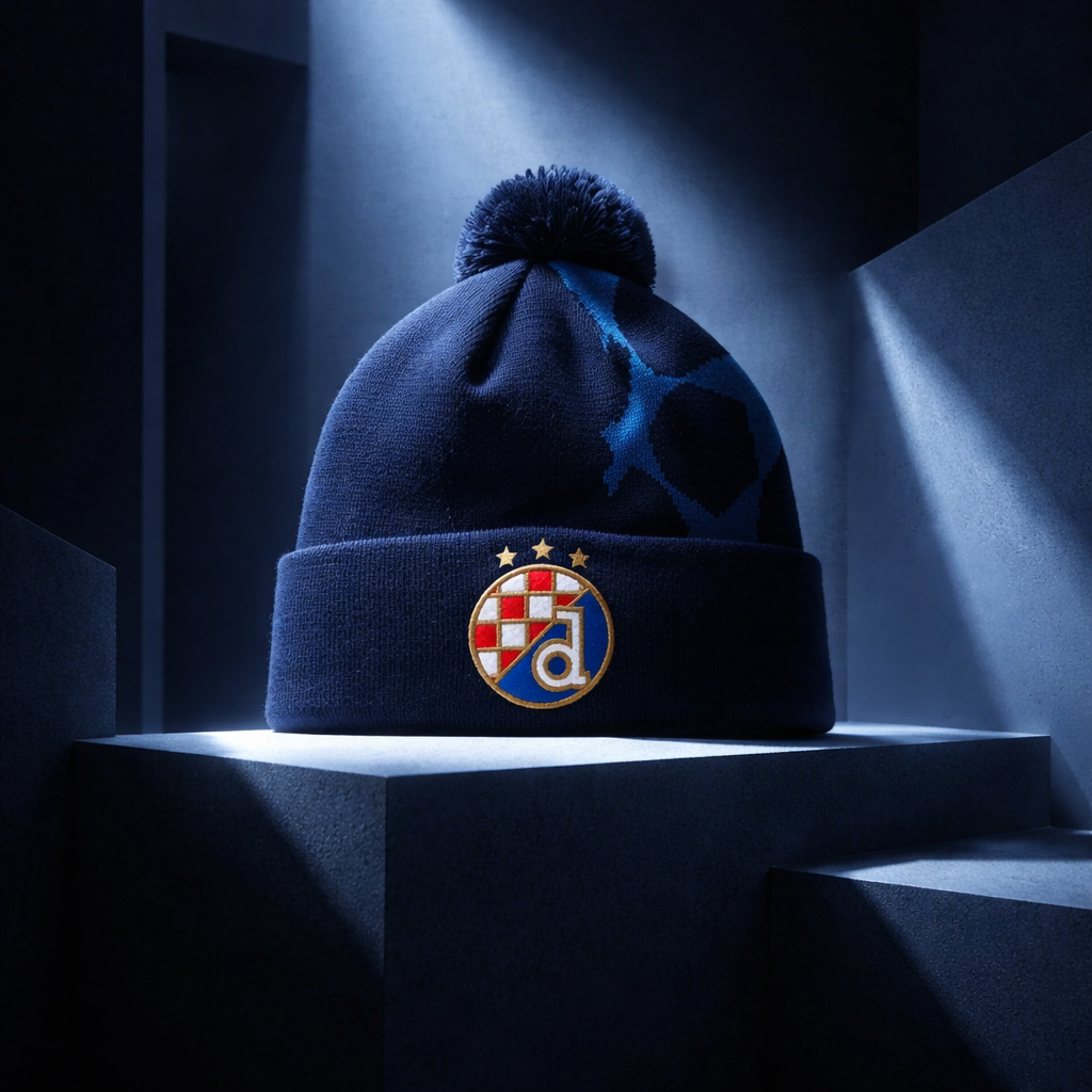 Beanie Dinamo Zagreb UCL Blue beanie with a logo on a dark background GN Dinamo Zagreb