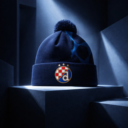 Beanie Dinamo Zagreb UCL Blue beanie with a logo on a dark background GN Dinamo Zagreb
