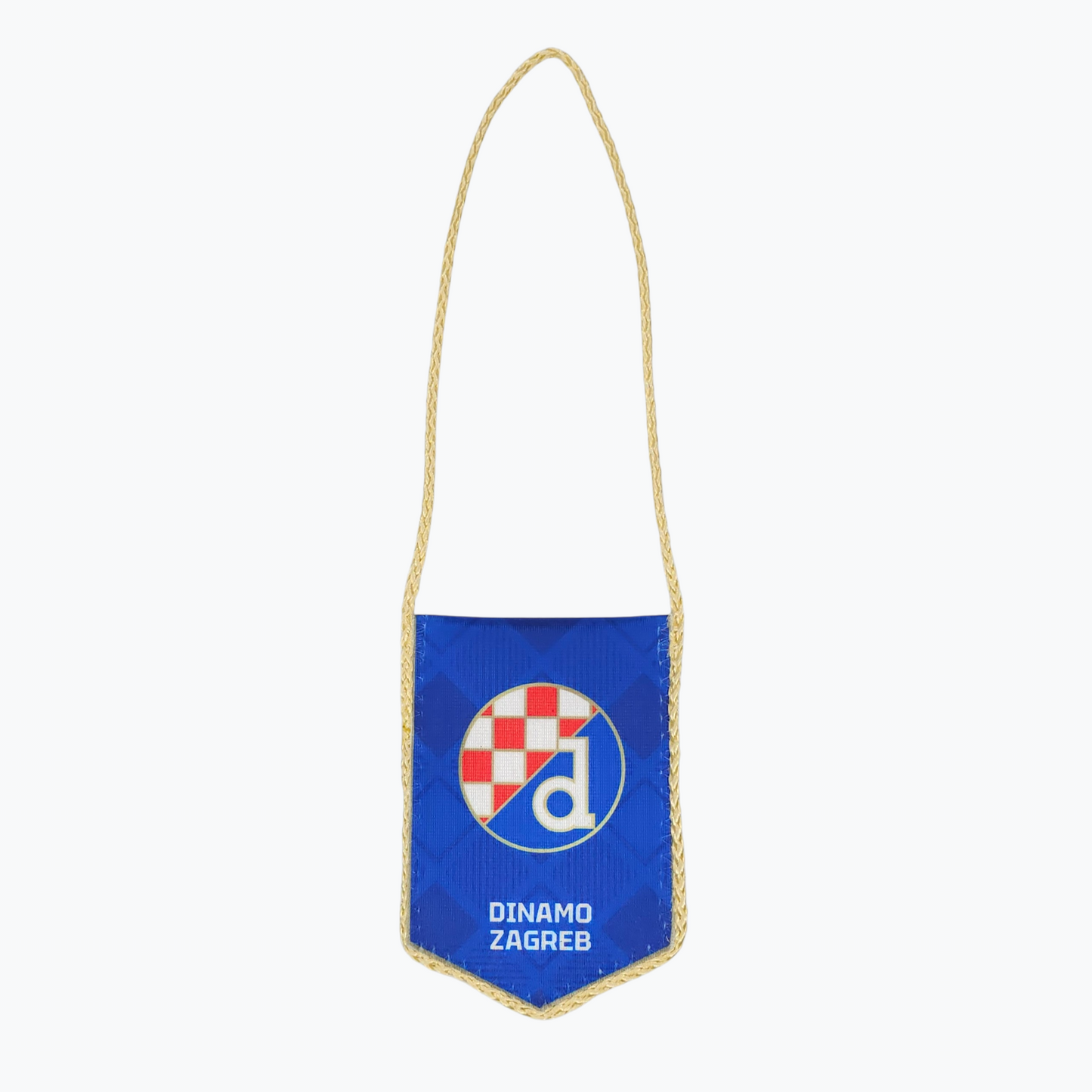 Dinamo Zagreb Car Flag. Blue pennant with a logo and 'Dinamo Zagreb' text on a white background