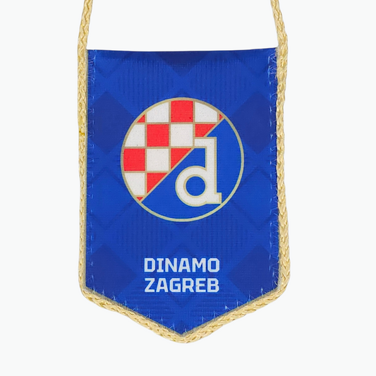 Dinamo Zagreb Car Flag. Blue banner with Dinamo Zagreb logo on a white background