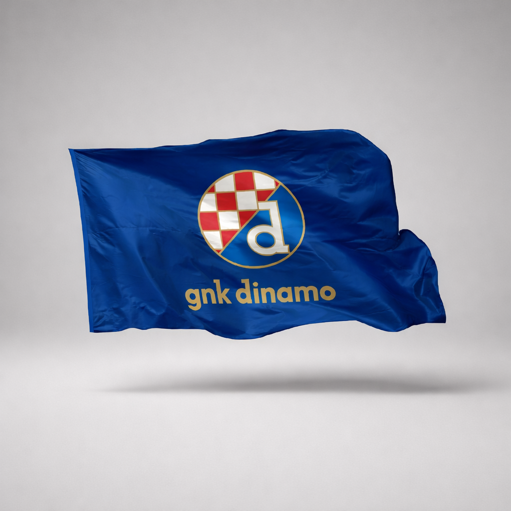 Dinamo Zagreb Flag 200x100 Blue flag with GNK Dinamo logo on a gray background