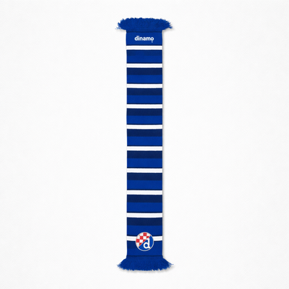 Dinamo Zagreb Scarf Stripe Blue and white striped scarf with a logo and text on a white background