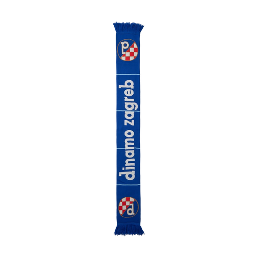 Dinamo Zagreb Scarf Thin Stripe Blue scarf with 'dinamo zagreb' text and logo on a white background