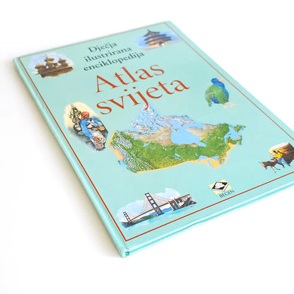 Dječje Ilustrirane Enciklopedije – Atlas Svijeta Children's illustrated encyclopedia atlas on a white background