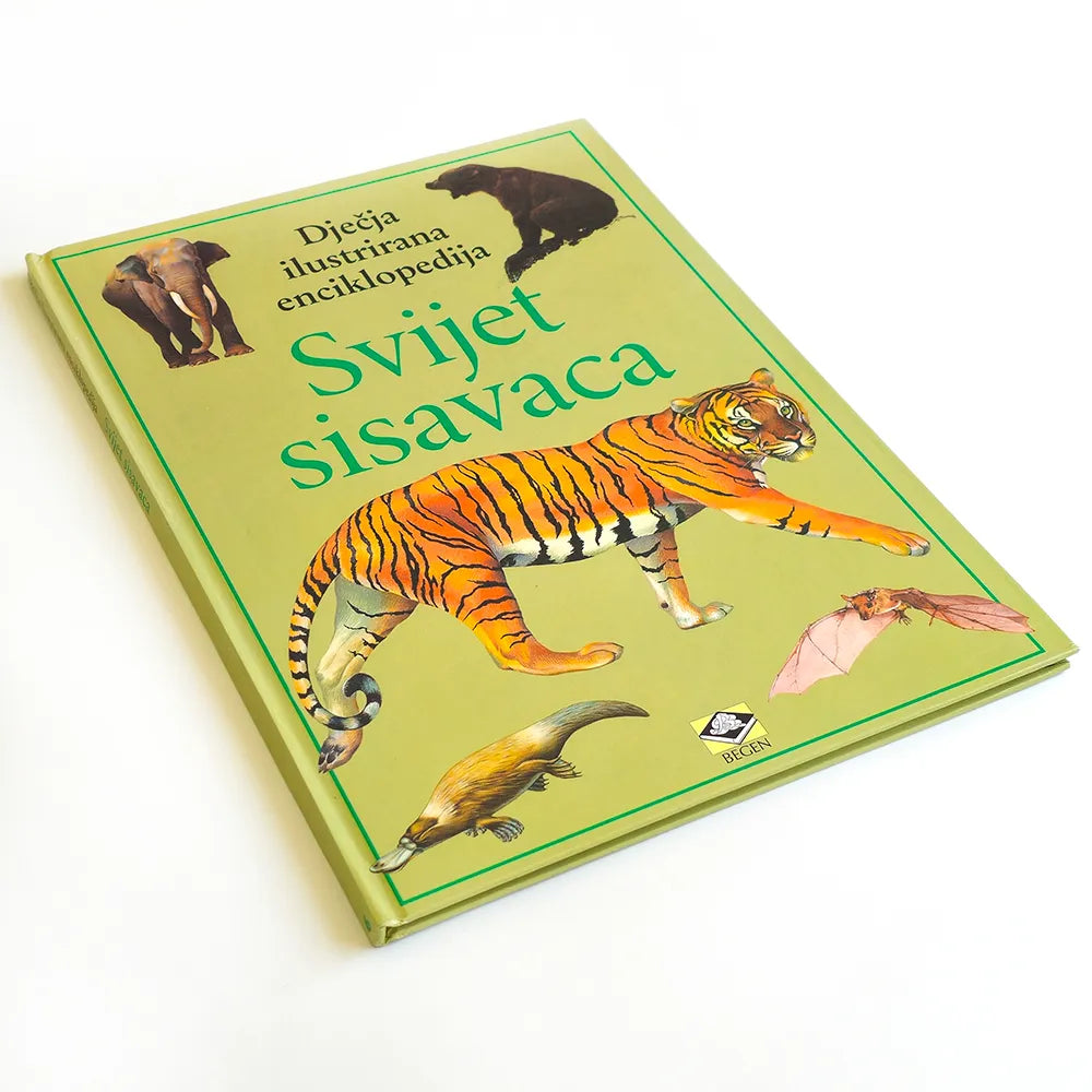 Dječje Ilustrirane Enciklopedije – Svijet Sisavaca Children's illustrated encyclopedia book about the world of carnivores on a white background