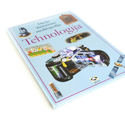 Dječje Ilustrirane Enciklopedije – Tehnologija Book titled 'Tehnologija' with illustrations on a white background