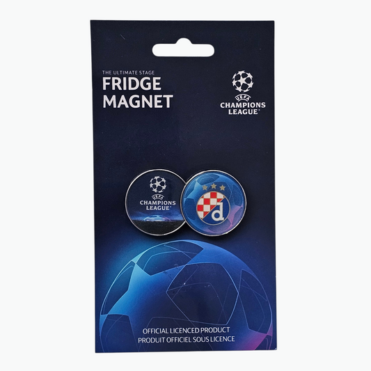 Fridge Magnet Dinamo Fridge magnet packaging with UEFA Champions League logo on a blue background