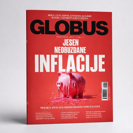 Globus Magazine on Sale! Croatian Magazine cover with a red background and text about inflation, featuring the brand 'Globus'.