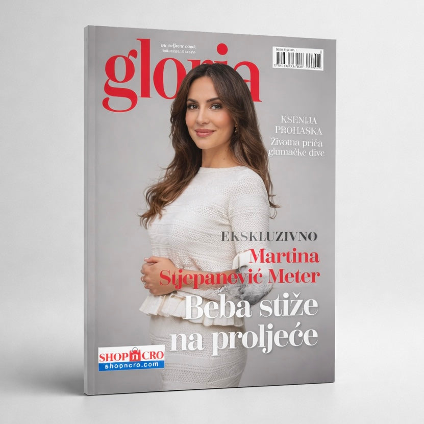 Gloria Magazine Croatian Magazine cover with a woman on a gray background