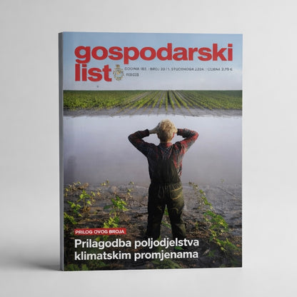 Gospodarski List Magazine on Sale! Croatian Magazine cover titled 'gospodarski list' with a person looking at flooded fields.