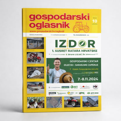 Gospodarski List Magazine on Sale! Croatian Magazine cover with yellow background and text about a agricultural event.