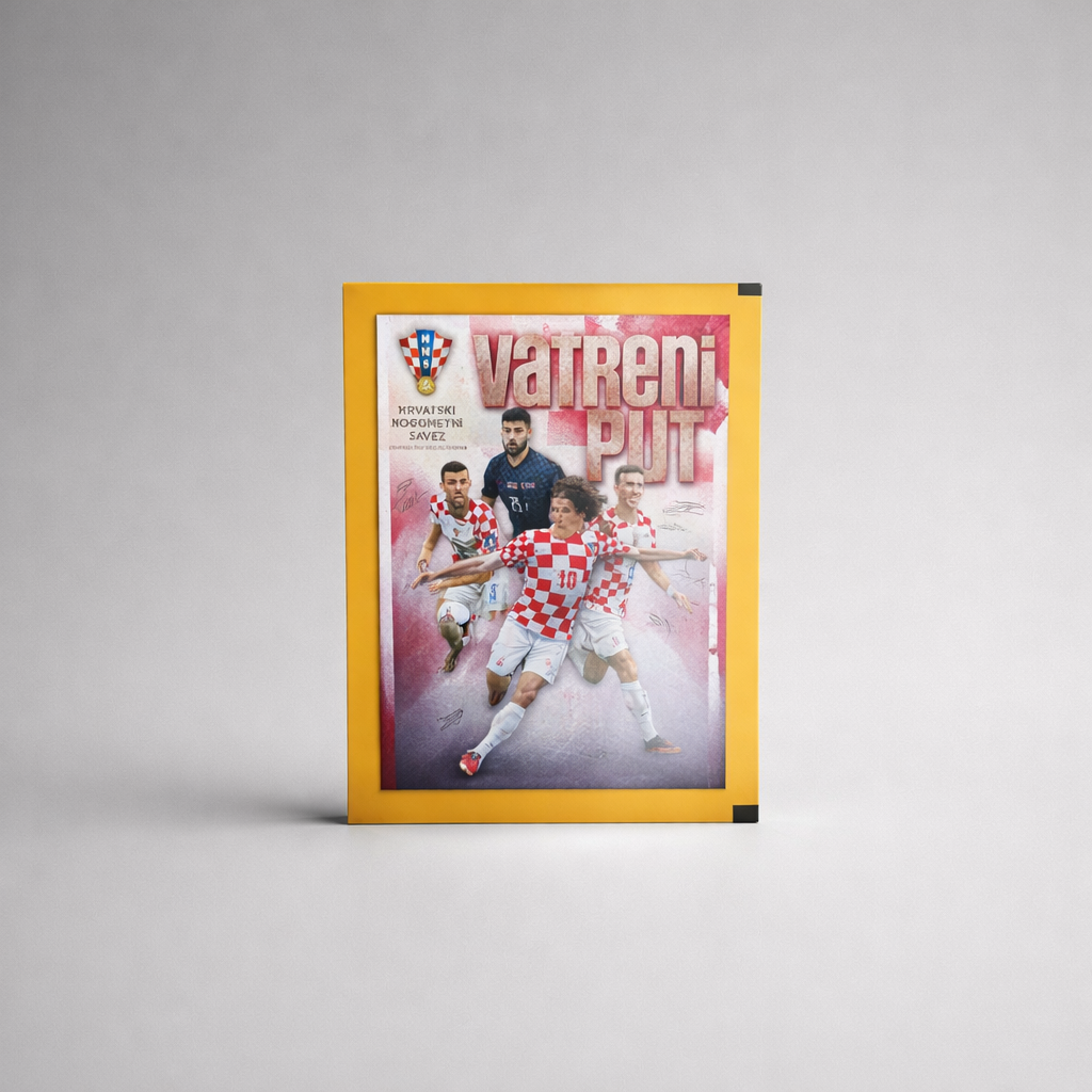 HNS Stickers Vatreni Framed poster with soccer players and text on a gray background