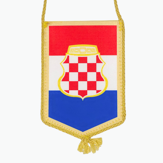 Hercegovina Car Flag. Crested flag with red, white, and blue colors on a white background