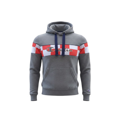 Hoodie Croatia in Grey Gray hoodie with red, white, and blue accents on a white background