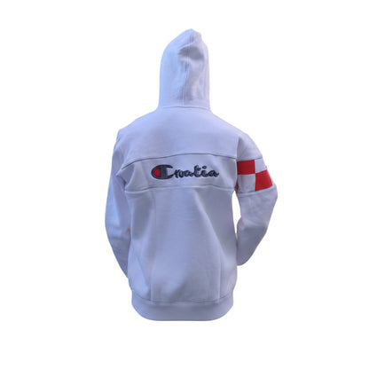 White hoodie with 'Croatia' text on a white background