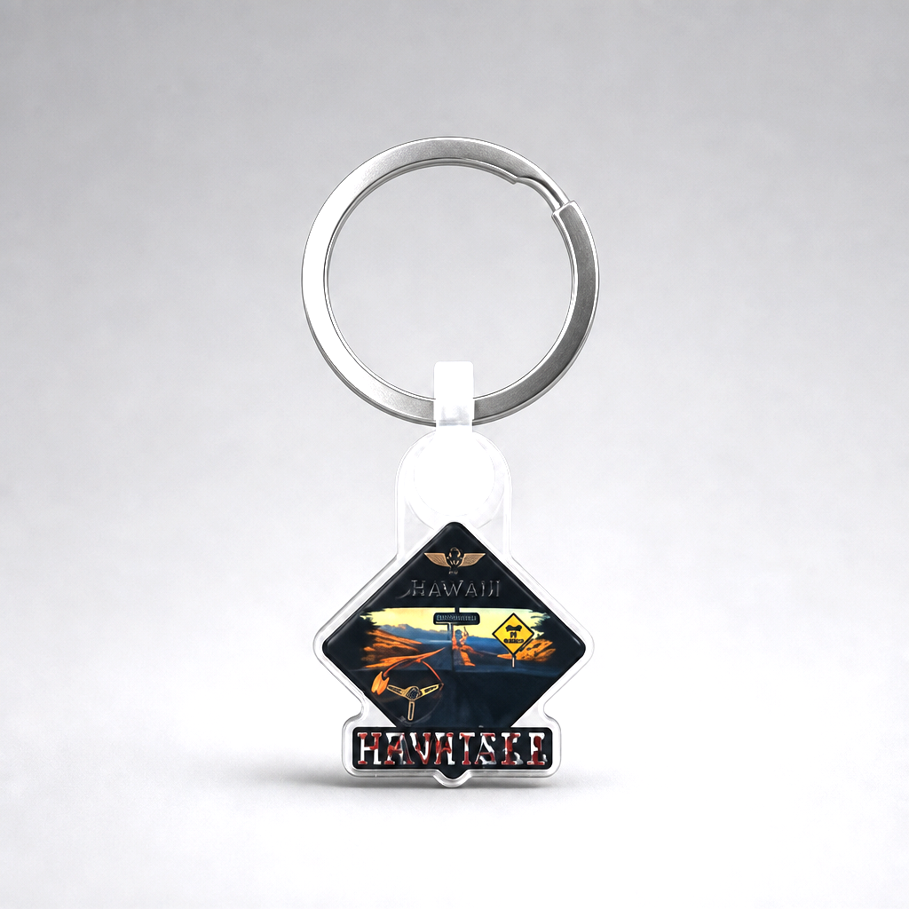 Hrvatska Iznad svih… acrylic Keychain Keychain with a design of a mountain and text on a gray background