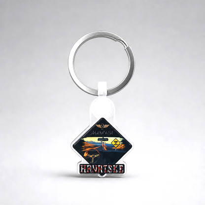 Hrvatska Iznad svih… acrylic Keychain Keychain with a design of a mountain and text on a gray background