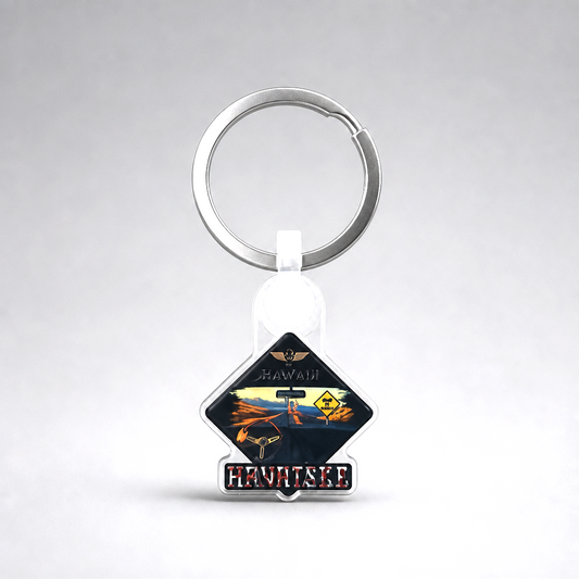 Hrvatska Iznad svih… acrylic Keychain Keychain with a design of a mountain and text on a gray background
