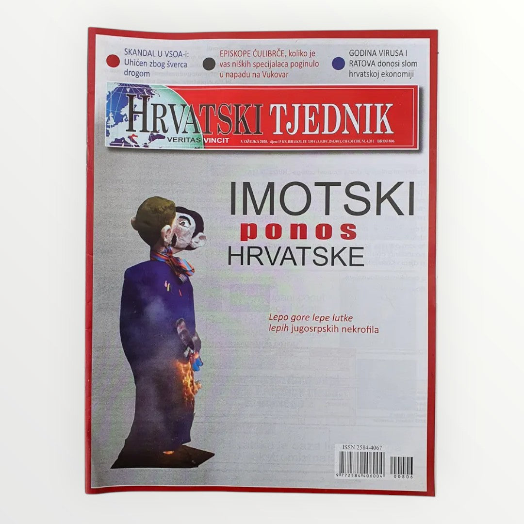 Hrvatski Tjednik Magazine Croatian Magazine cover with a stylized figure and text in a foreign language