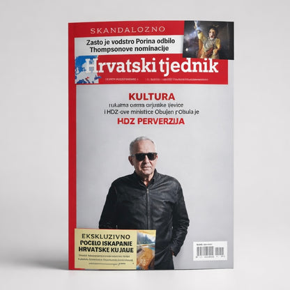 Hrvatski Tjednik Magazine Croatian Magazine cover with a person wearing sunglasses and text in a foreign language