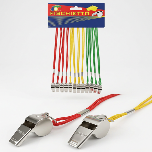Football Whistle – Metal with Coloured Lanyard
