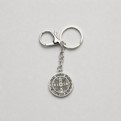 Keyring Saint Benedict Medal in Silver