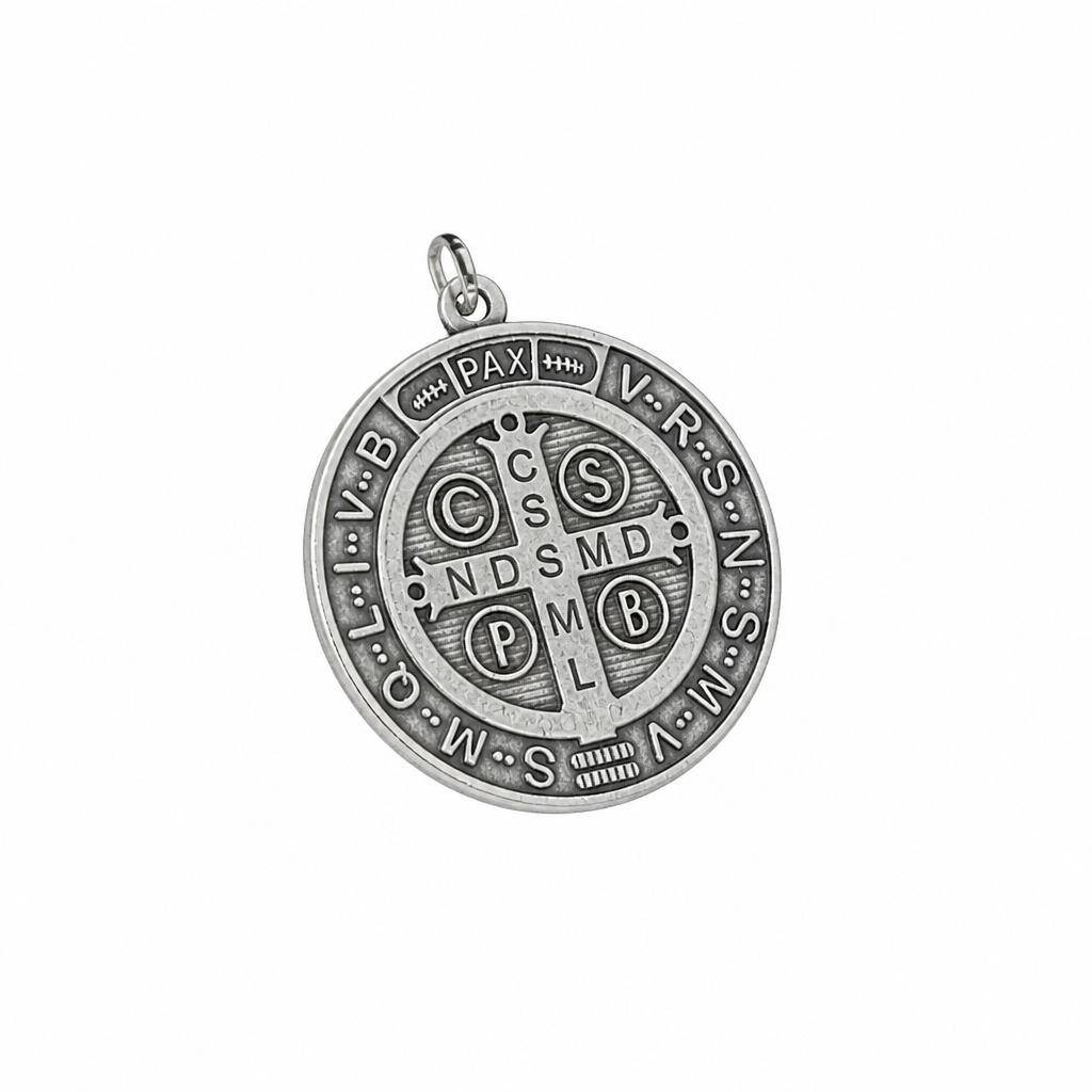 St. Benedict Medal | Large Silver Pendant + Necklace or Pendant only