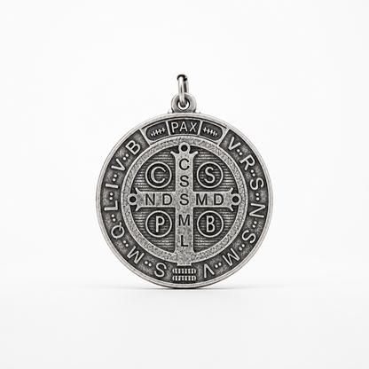 St. Benedict Medal | Large Silver Pendant + Necklace or Pendant only