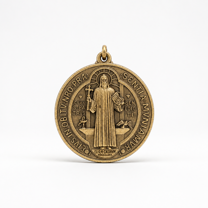 St. Benedict Medal | Large Bronze Pendant + Necklace or Pendant only
