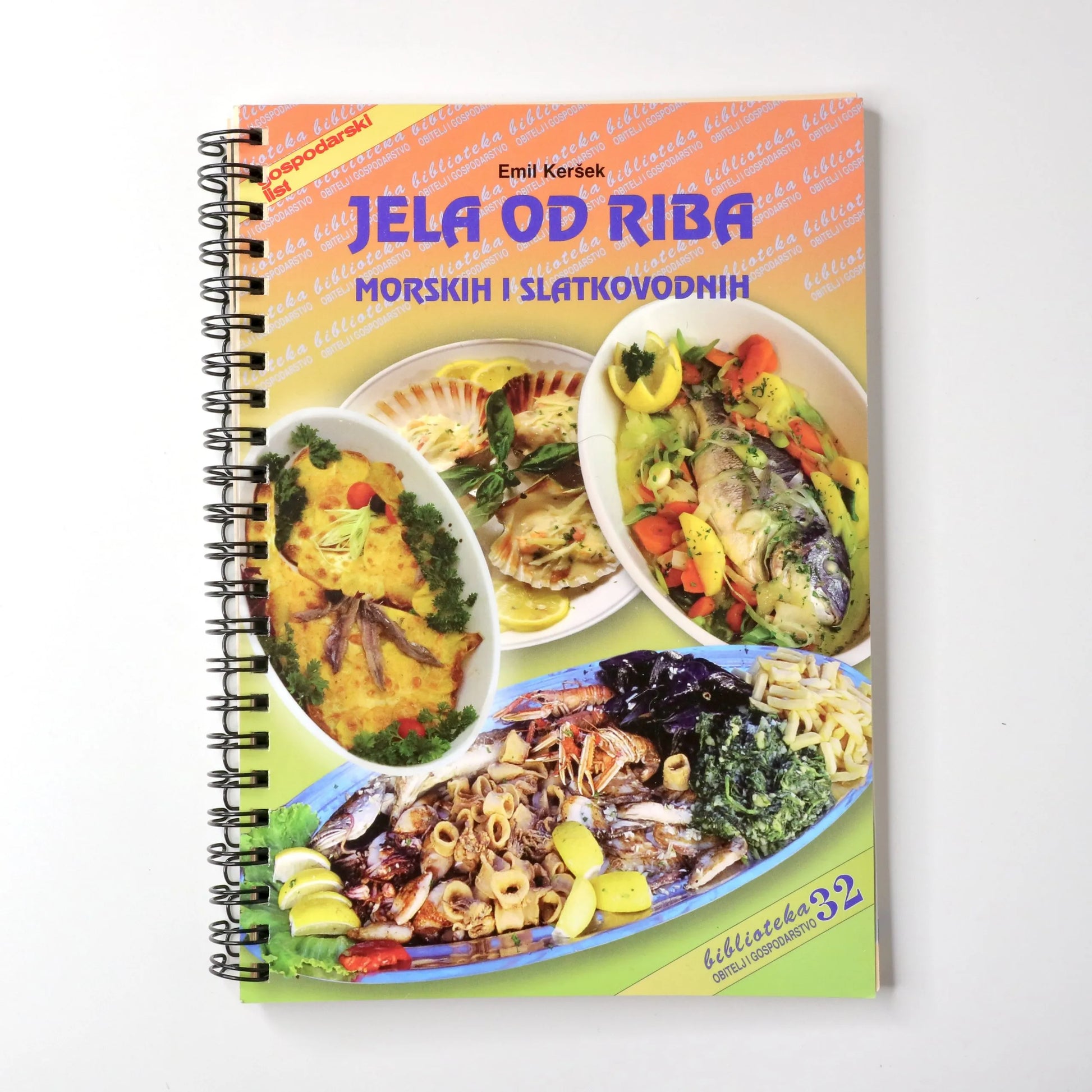 Jela od Ribe Notebook titled 'Jela od riba' with images of fish dishes on a white background