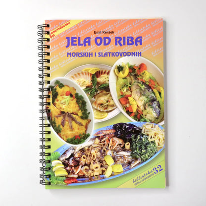 Jela od Ribe Notebook titled 'Jela od riba' with images of fish dishes on a white background
