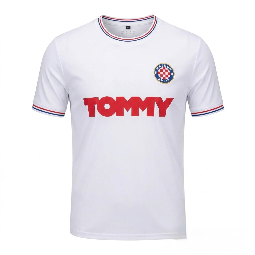 Jersey Hajduk (Tommy) White t-shirt with red 'Tommy' logo on a white background
