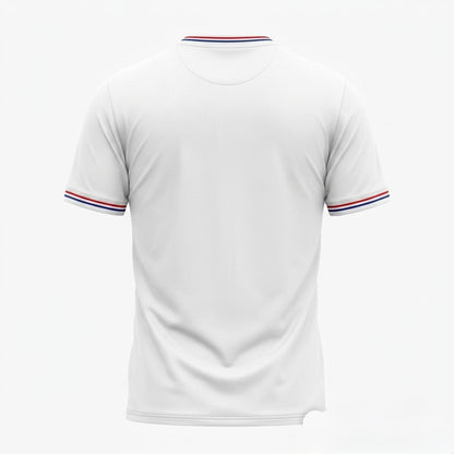 Jersey Hajduk (Tommy) White polo shirt with red and blue trim on a white background