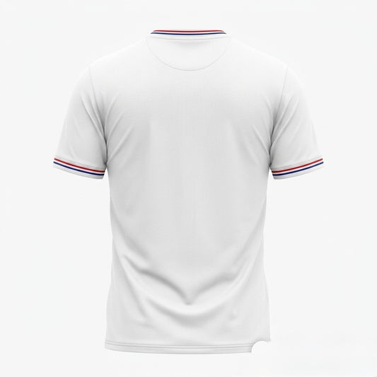 Jersey Hajduk (Tommy) White polo shirt with red and blue trim on a white background