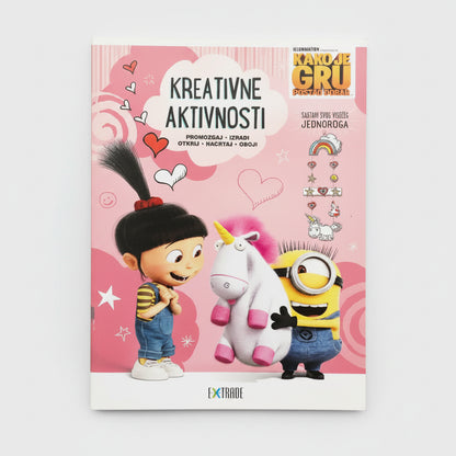 Kako Je GRU Postao Dobar: Kreativne Aktivnosti – Sastavi Jednoroga Book cover with cartoon characters on a pink background