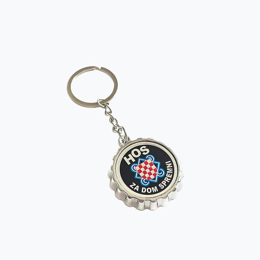 Keyring HOS Bottle Opener Keychain with a logo and text on a white background