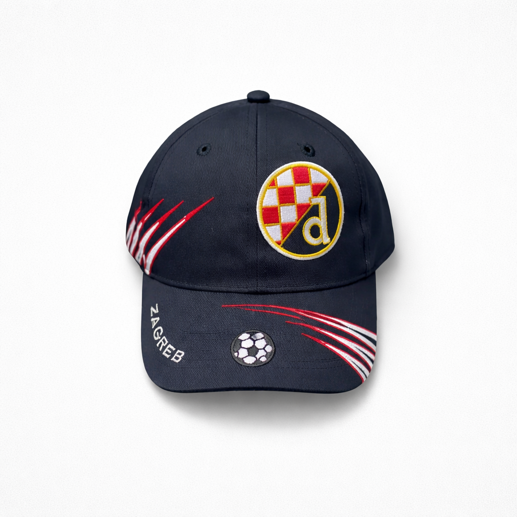 Kids Baseball Cap Dinamo Zagreb Black cap with red and white accents and a logo on a white background