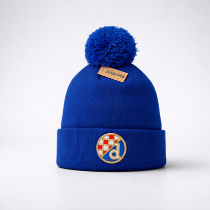 Kids Beanie Dinamo Zagreb Pom Pom Blue beanie with pom-pom and logo on a white background