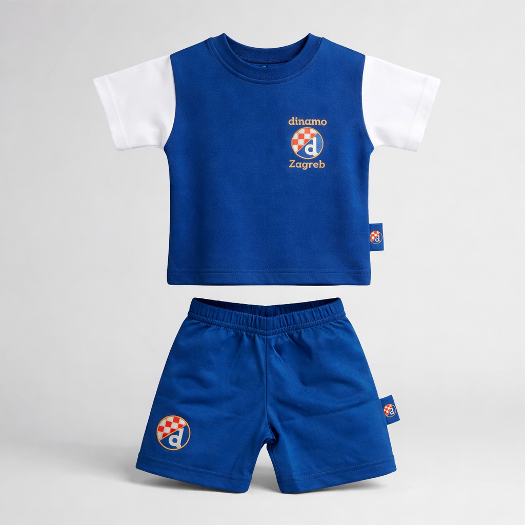 Kids Cotton Set Dinamo (Top + Bottom) Children's blue and white sports outfit with logo on a light gray background