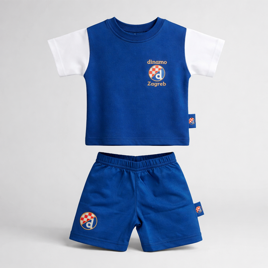 Kids Cotton Set Dinamo (Top + Bottom) Children's blue and white sports outfit with logo on a light gray background