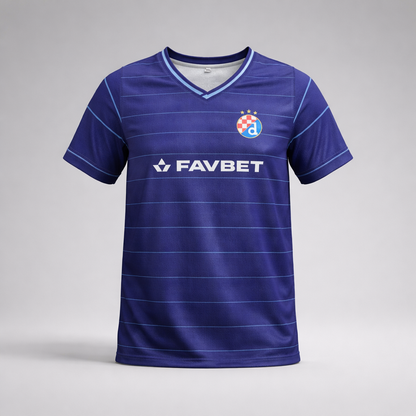 Kids Jersey Dinamo in Navy Blue sports jersey with Favbet logo on a gray background