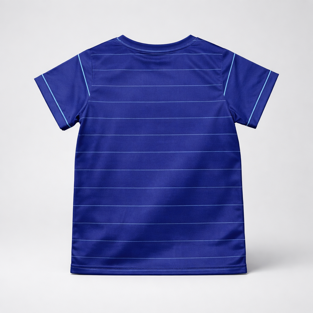 Kids Jersey Dinamo in Navy Blue sports jersey with white stripes on a gray background