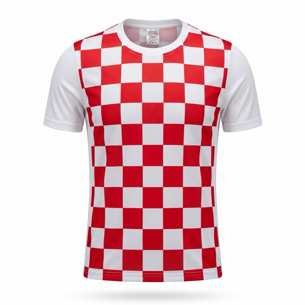 Kids Jersey / Top Croatia Red and white checkered t-shirt on a white background