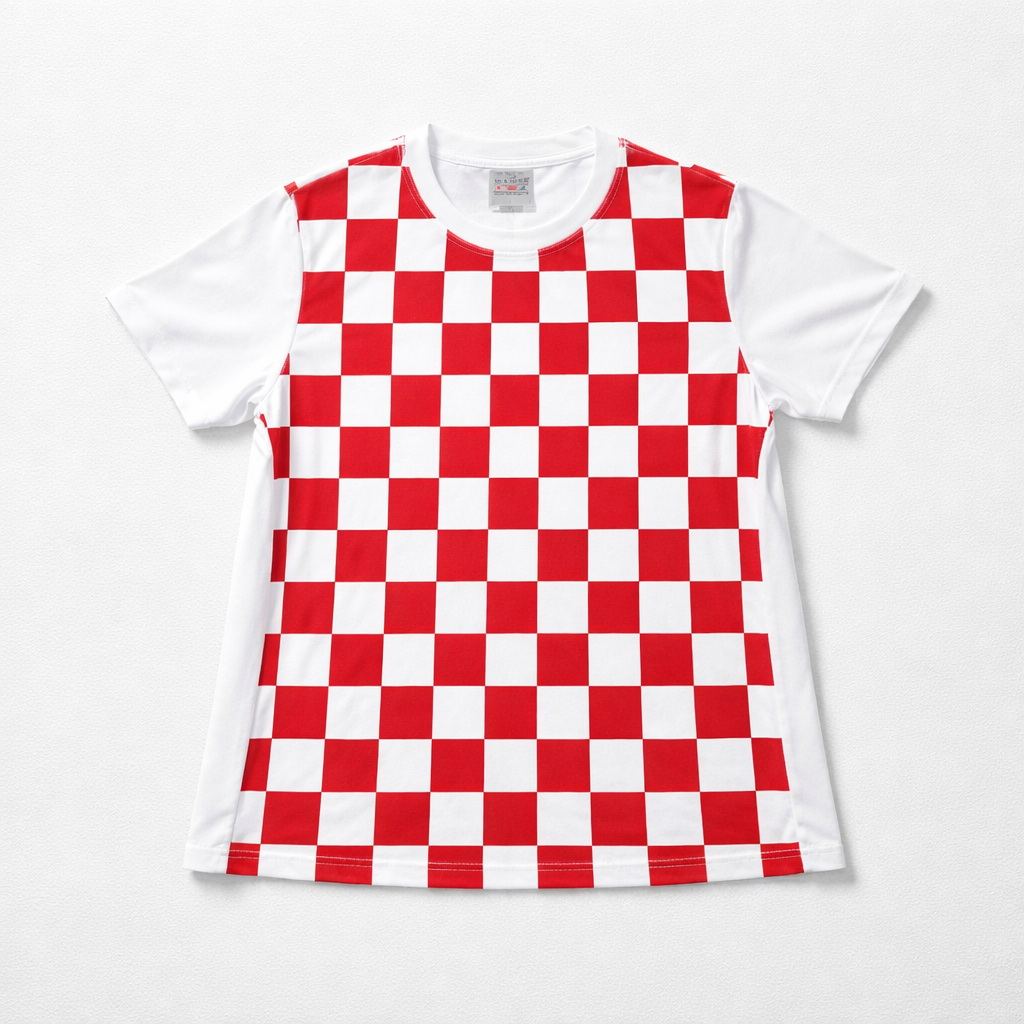 Kids Jersey / Top Croatia Red and white checkered dress on a light gray background