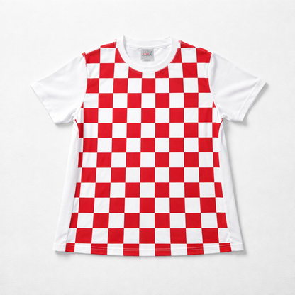 Kids Jersey / Top Croatia Red and white checkered dress on a light gray background