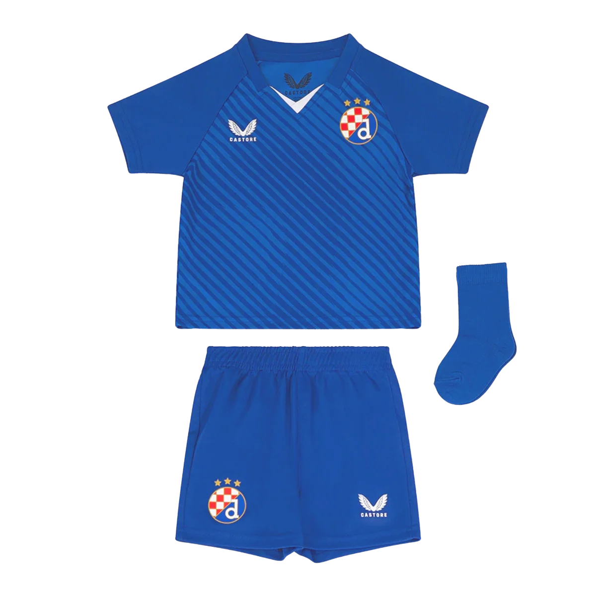 Kids Set Dinamo (Top + Bottom) Blue children's sports outfit with shorts and socks on a white background