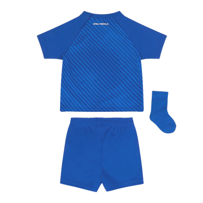 Kids Set Dinamo (Top + Bottom) Blue children's sports outfit with shirt, shorts, and sock on a white background